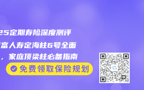 2025定期壽險深度測評：國富人壽定海柱6號全麵解析，家庭頂梁柱必備指南