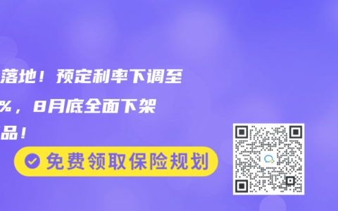 塵埃落地！預定利率下調至2.5%，8月底全麵下架舊產品！